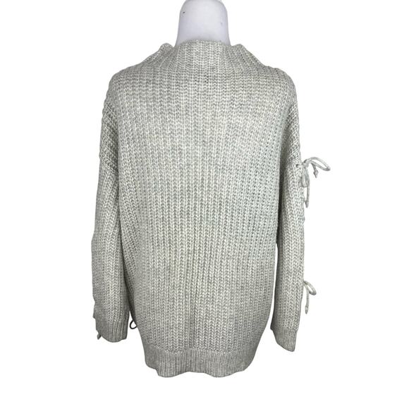 GUESS Gray Lace-Up Cable Knit Sweater - Picture 3 of 7